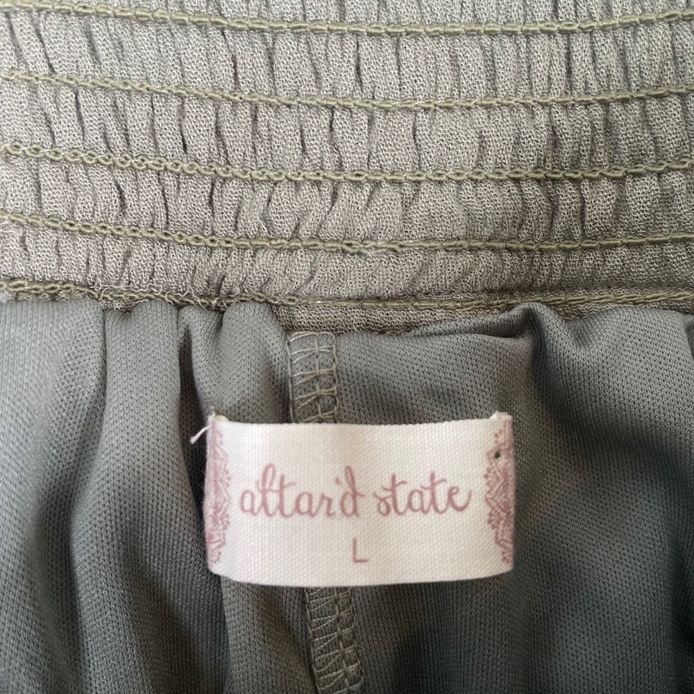 Altard State Womens L Sage Green Wide Leg Palazzo Pants Corset Waist Lace 17G361 - Picture 11 of 13